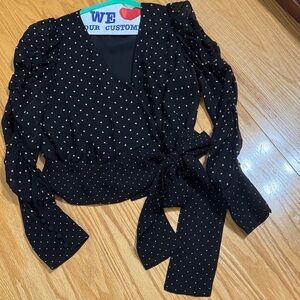 Bailey 44 Black and Gold Dot Wrap Blouse